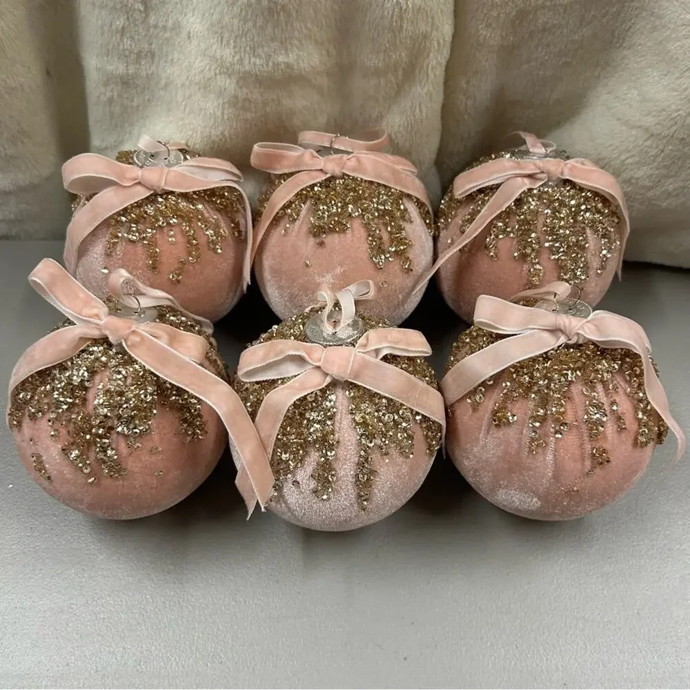 LoveShackFancy x Pottery Barn Round Ornaments Christmas Tree Holiday Set of 6